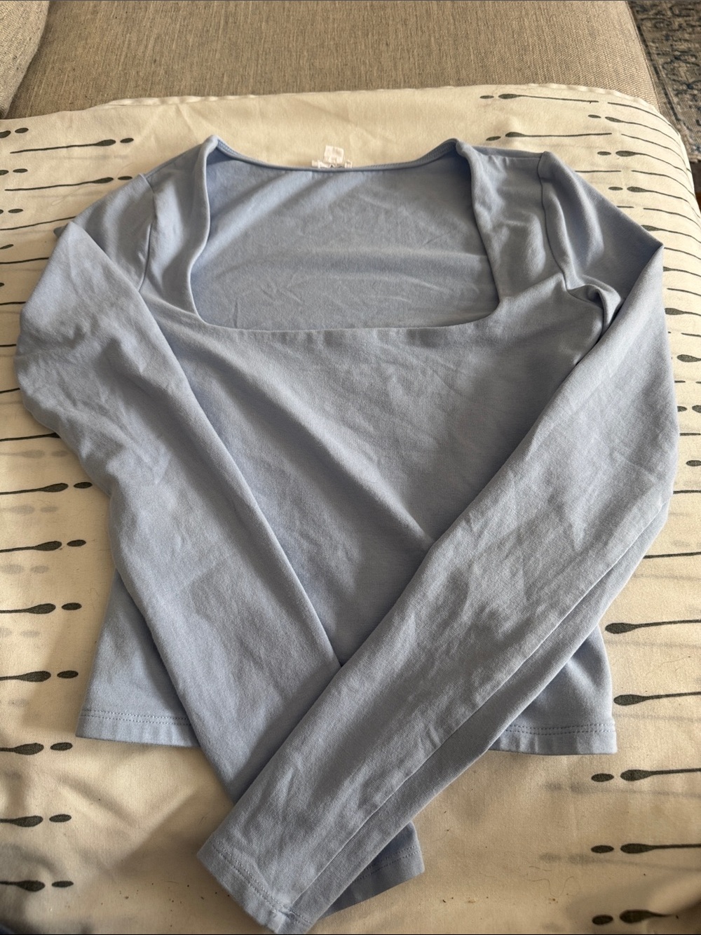 Garage Powder Blue Square Neck Long Sleeve Top